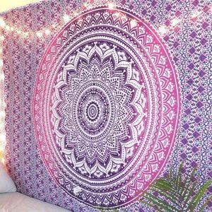Pink, purple, and white tapastry